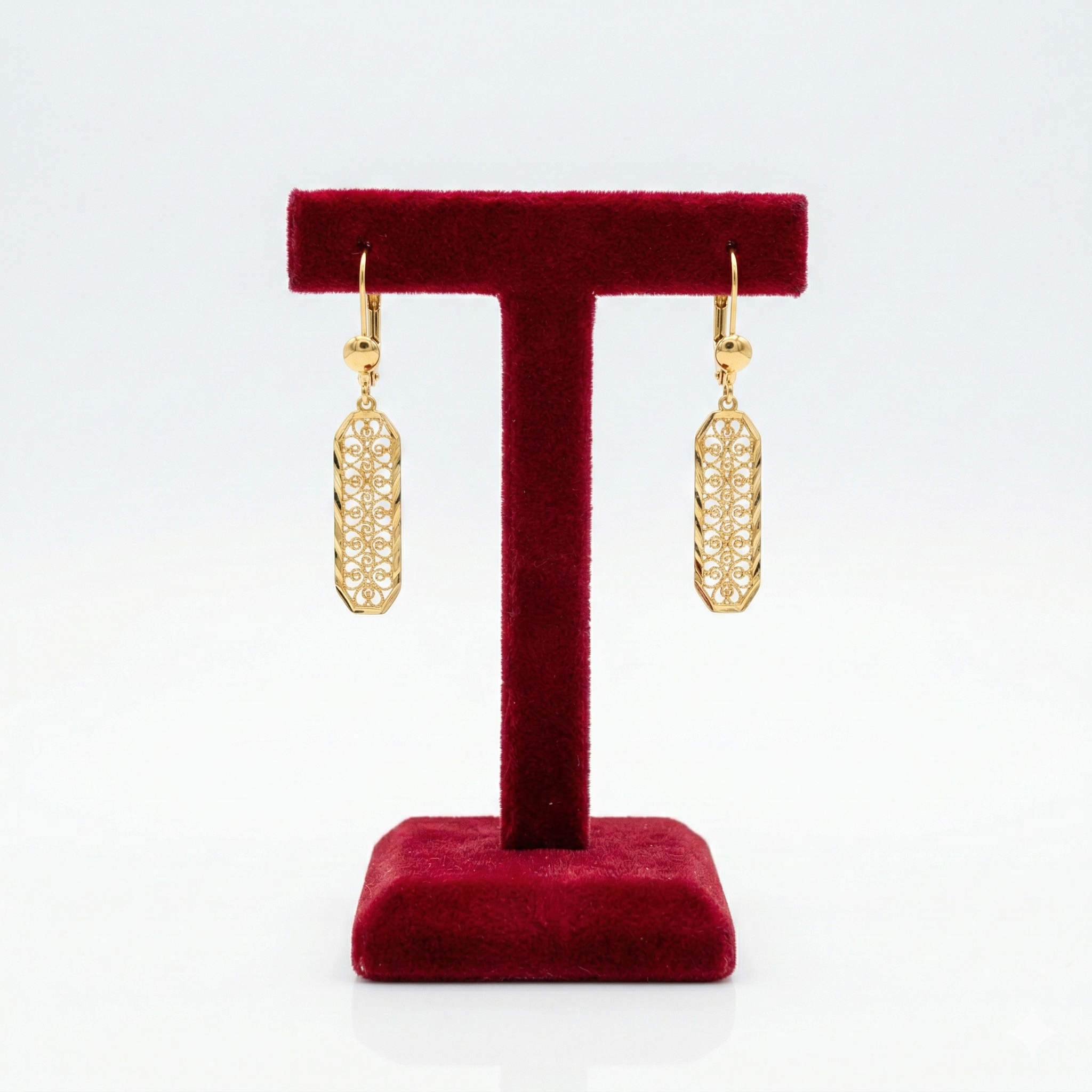 Majestic Long Filigree Bar Earrings