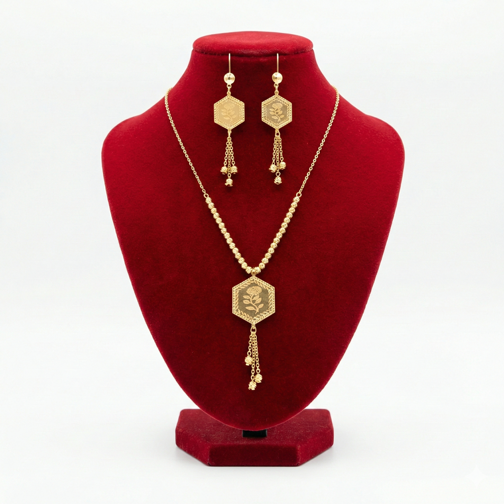 Royal Hexagonal Rose & Popcorn Chain Tassel Set