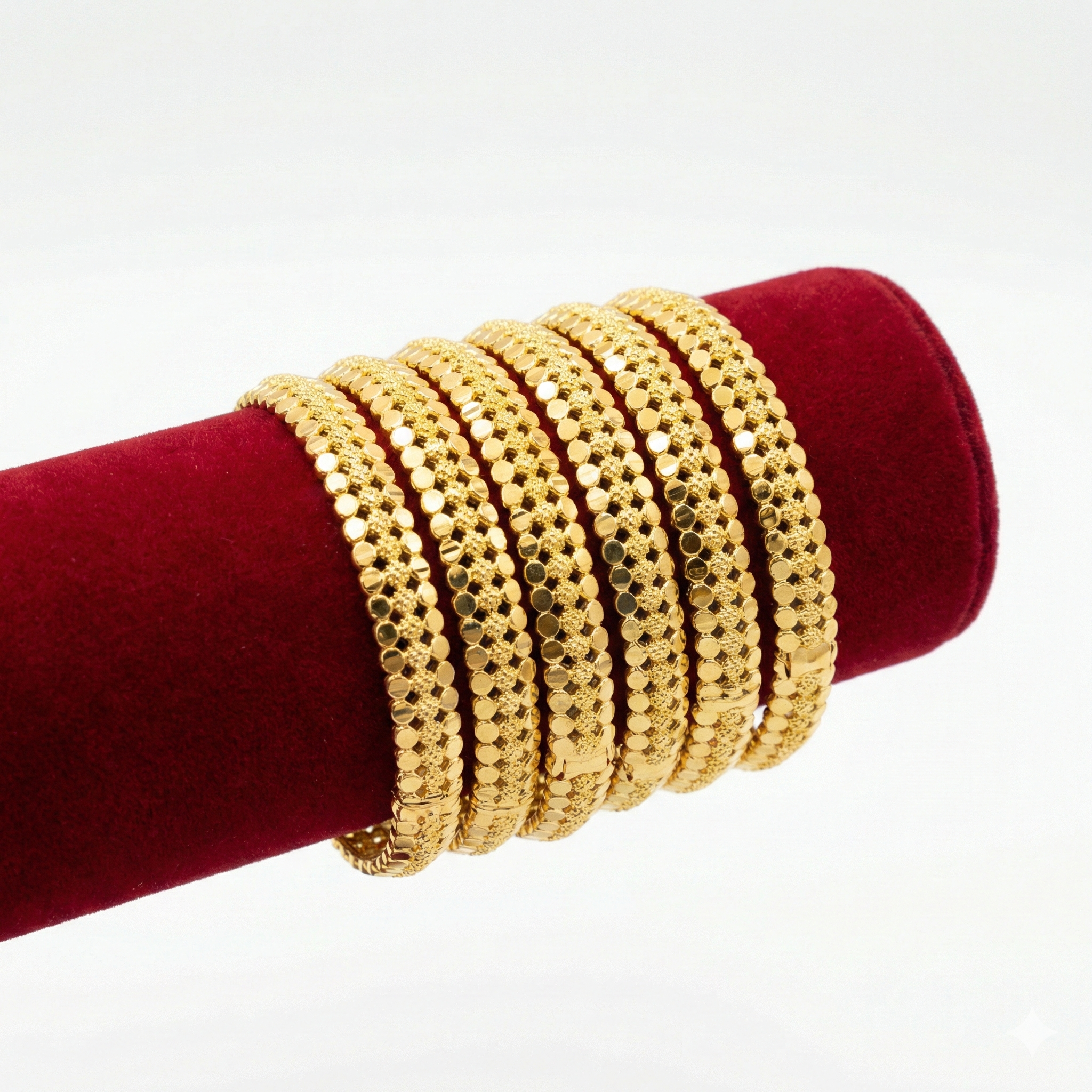 Royal Diamond-Cut Dotted Texture Bangle