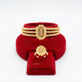 Royal Triple-Row Oval Rose Bracelet & Ring Set