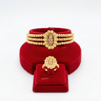Royal Triple-Row Oval Rose Bracelet & Ring Set