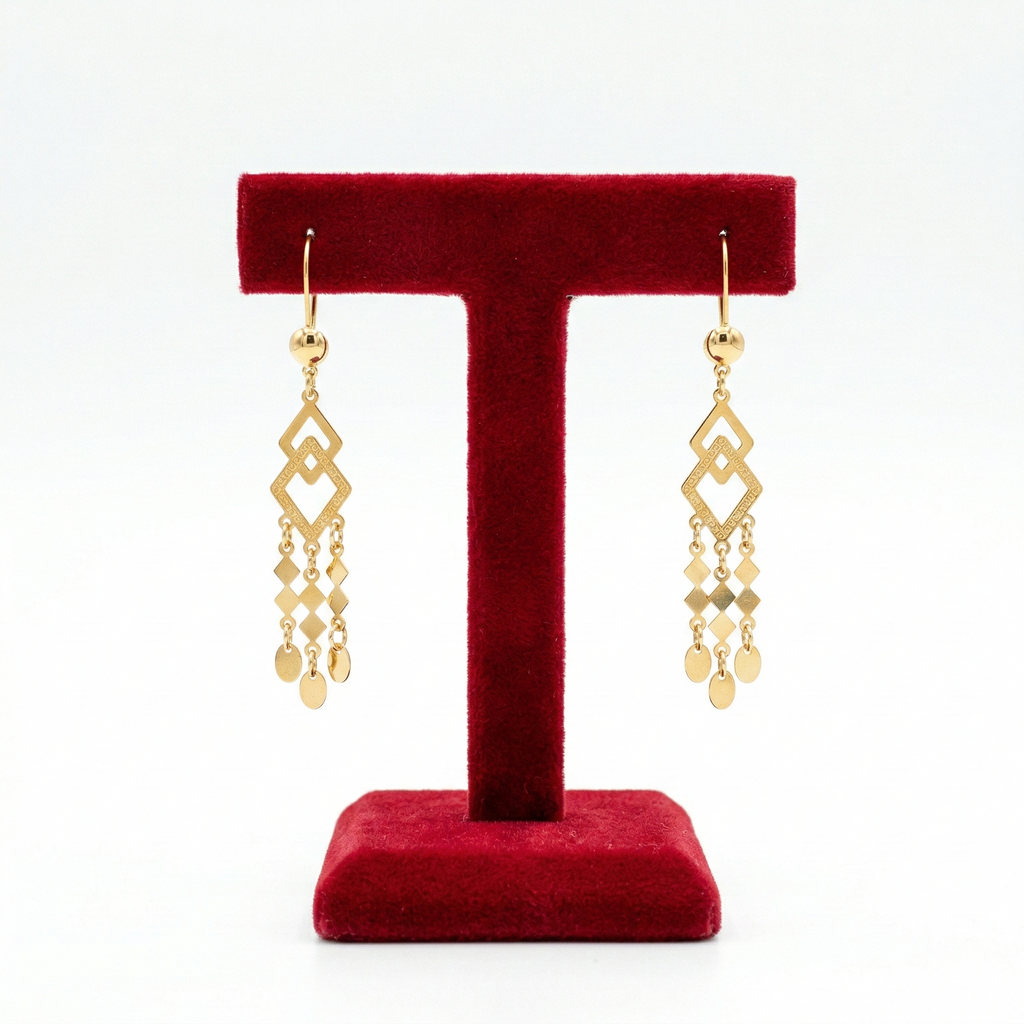 Interlocking Geometric Diamond Dangle Earrings