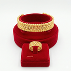 Royal Golden Wheat Leaf Cuff & Ring Set