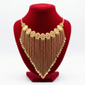 Royal Golden Rose Cameo Fringe Bib Necklace