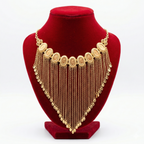 Royal Golden Rose Cameo Fringe Bib Necklace