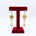 Textured Medallion Rose Tassel Earrings