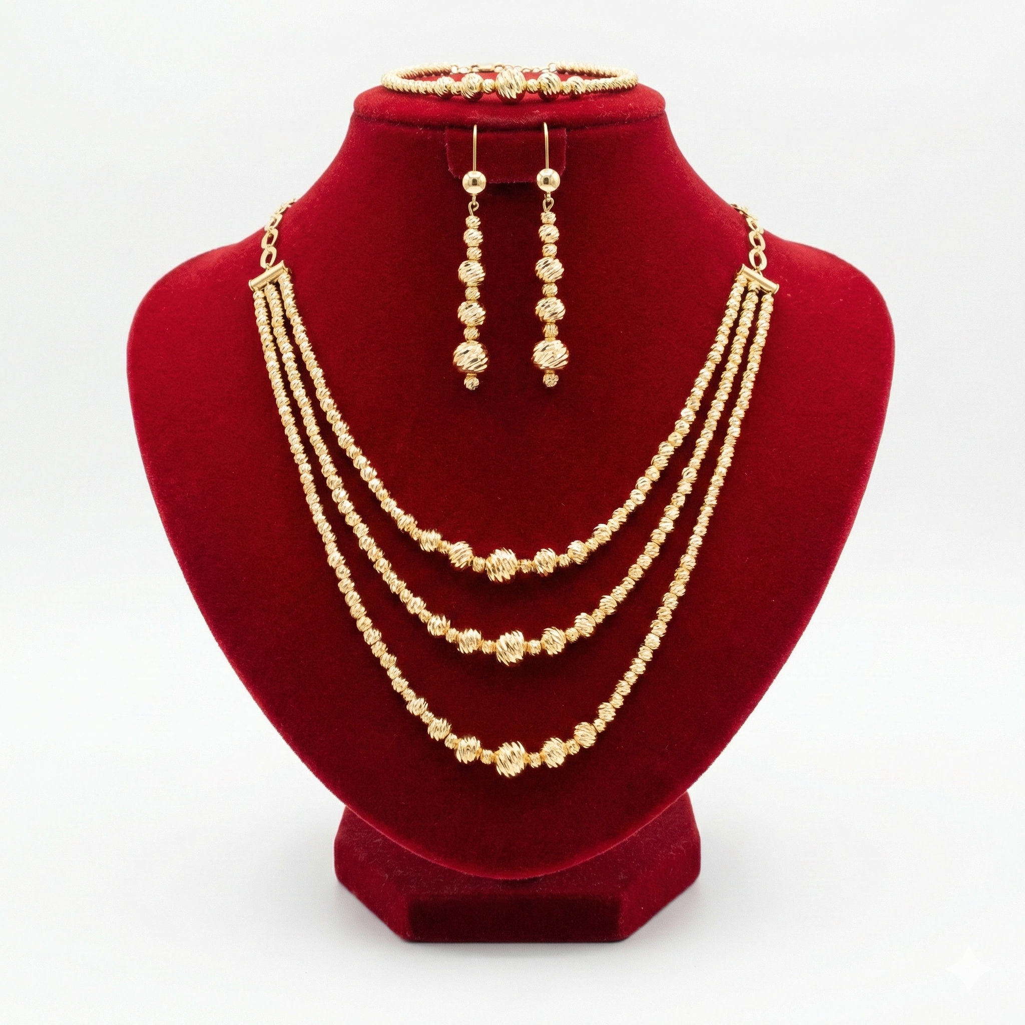 Royal Golden Open Heart Tassel 3-Piece Set