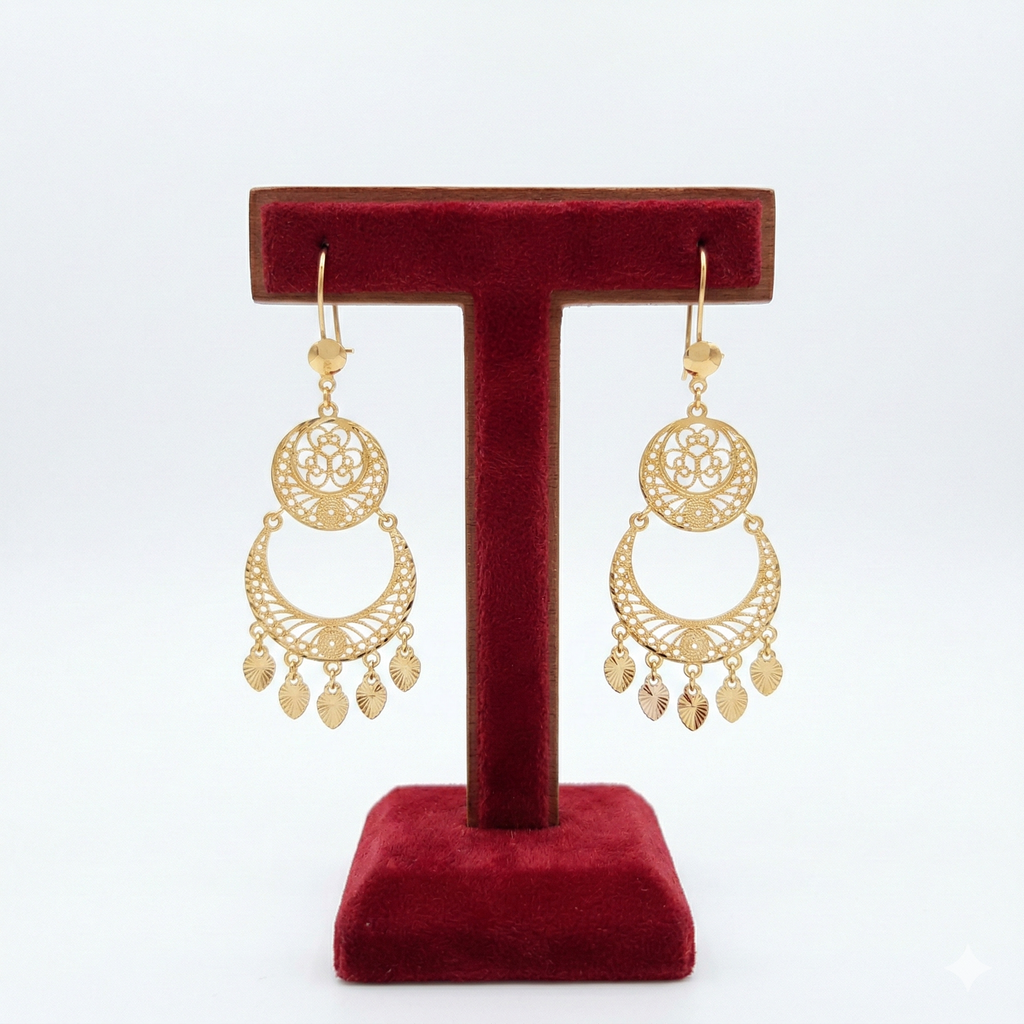 Filigree Crescent Chandelier Earrings