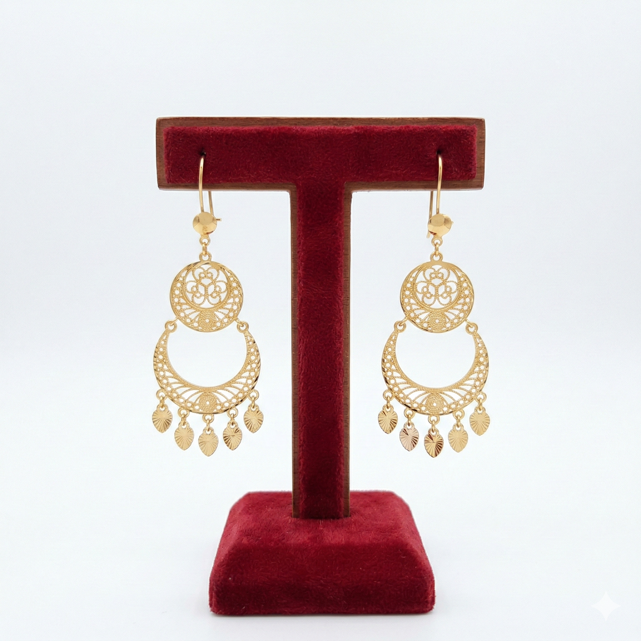 Filigree Crescent Chandelier Earrings