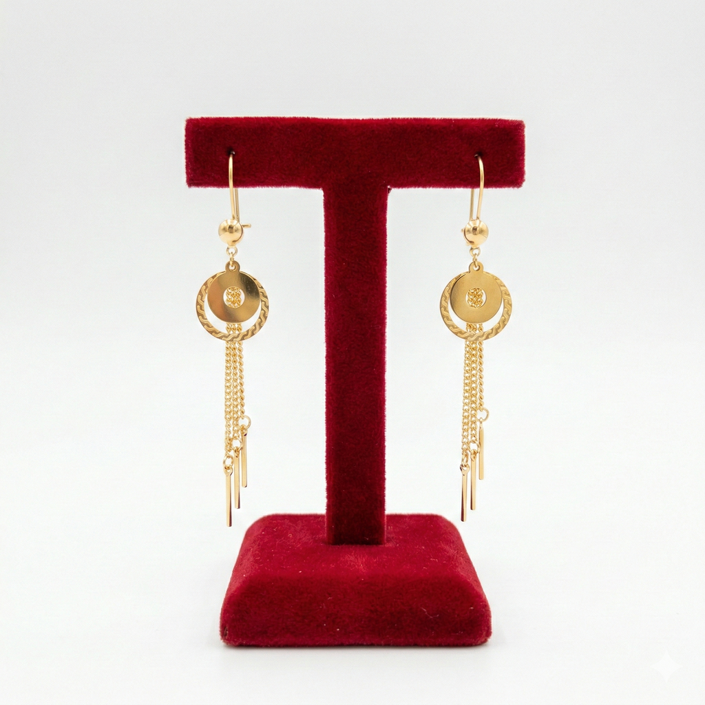 Disc Tassel Drop Earrings