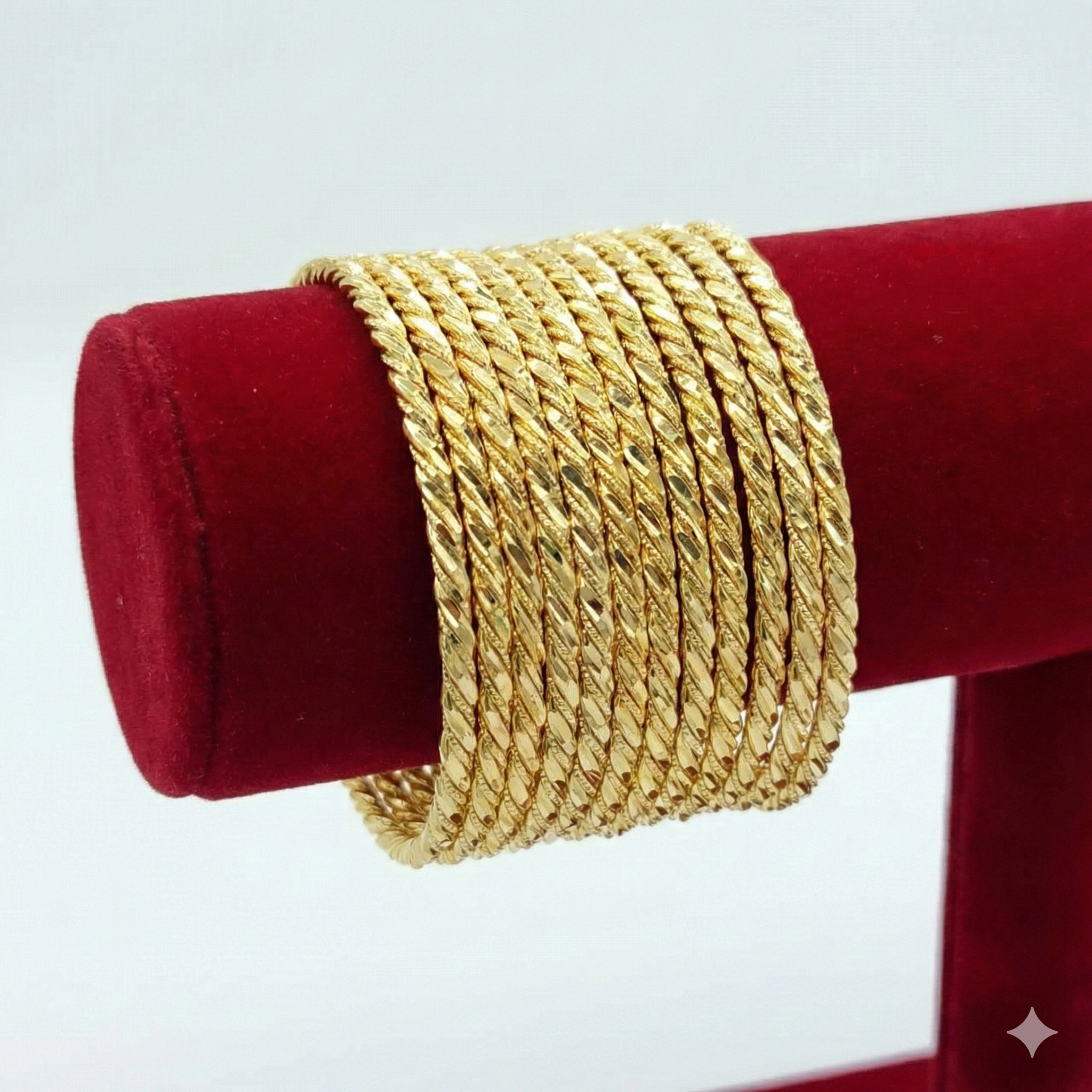 Twisted Rope Texture Gold Bangle