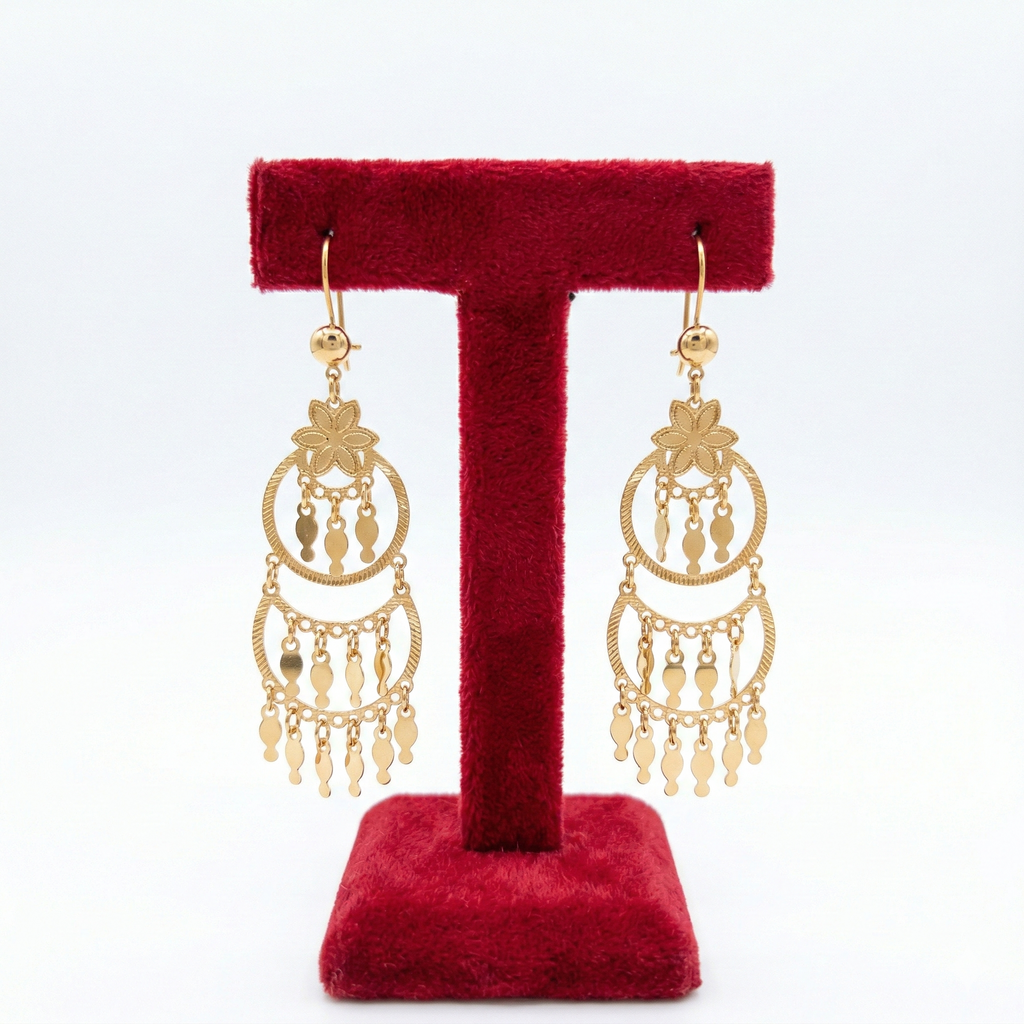 Tiered Crescent Floral Chandelier Earrings