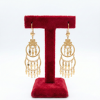 Tiered Crescent Floral Chandelier Earrings