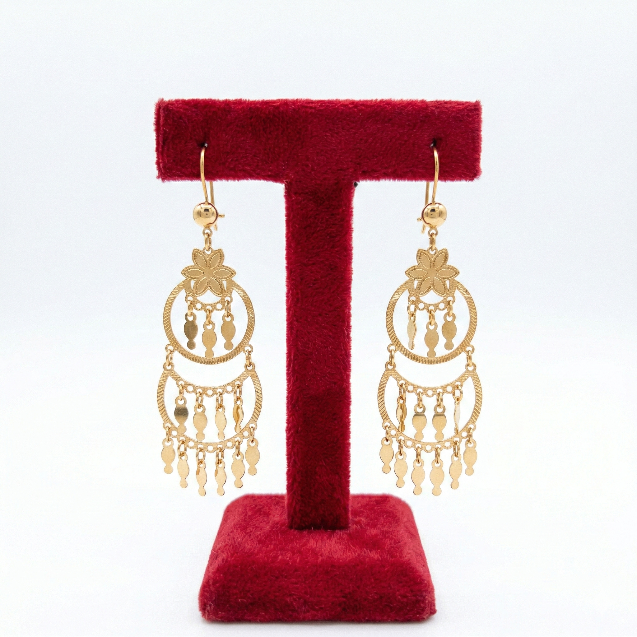 Tiered Crescent Floral Chandelier Earrings