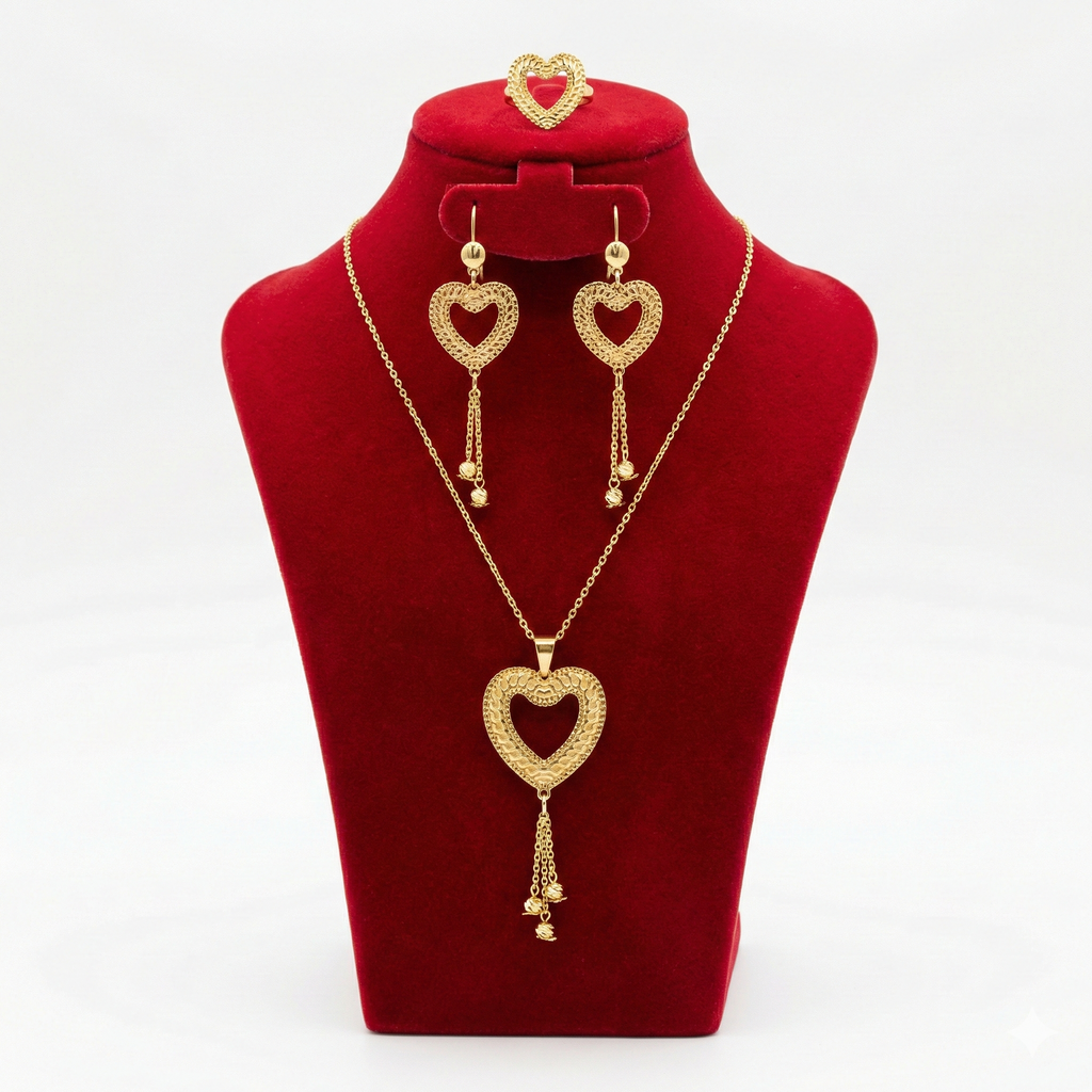 Royal Open Heart Geometric Tassel 3-Piece Set