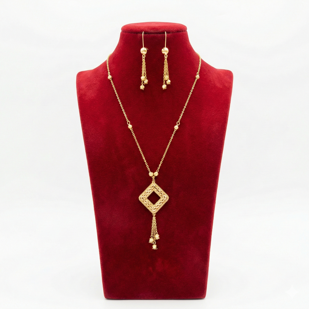 Royal Golden Geometric Diamond Tassel Set