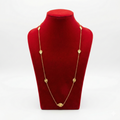 Radiant Gold-Tone Long Station Necklace with Textured Leaf Motifs