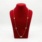 Radiant Gold-Tone Long Station Necklace with Textured Leaf Motifs