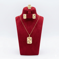 Radiant Sunburst Rectangular Halo 3-Piece Set (Gold Tone)