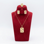 Radiant Sunburst Rectangular Halo 3-Piece Set (Gold Tone)