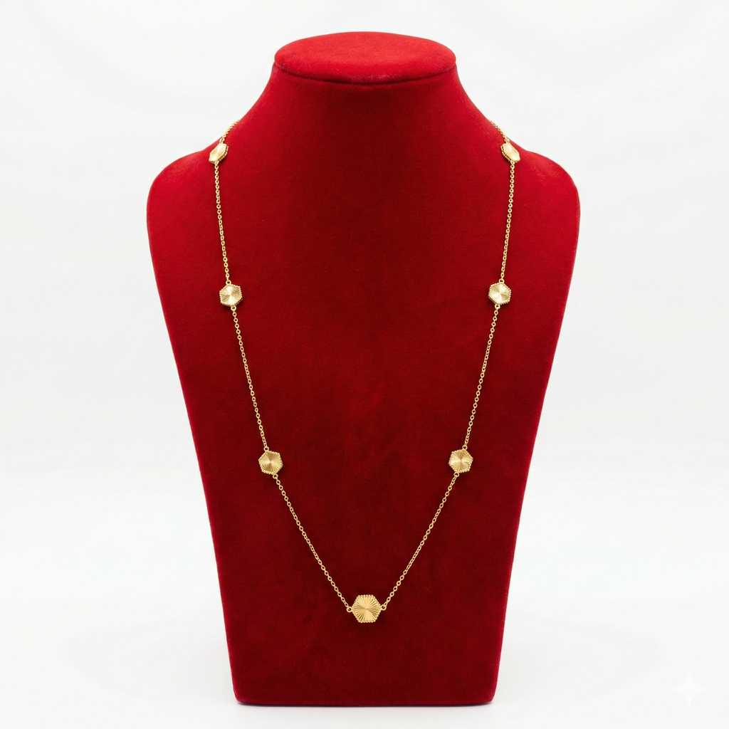 Geometric Sunburst Gold-Tone Long Necklace