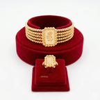 Royal Quadruple-Row Rose Bracelet & Ring Set