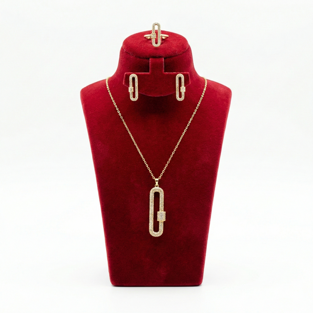 Royal Zircon Crystal Link 3-Piece Jewelry Set