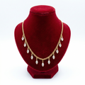 Marquise-Cut Solitaire Crystal Drop Necklace (Gold Curb Chain)