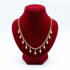 Marquise-Cut Solitaire Crystal Drop Necklace (Gold Curb Chain)