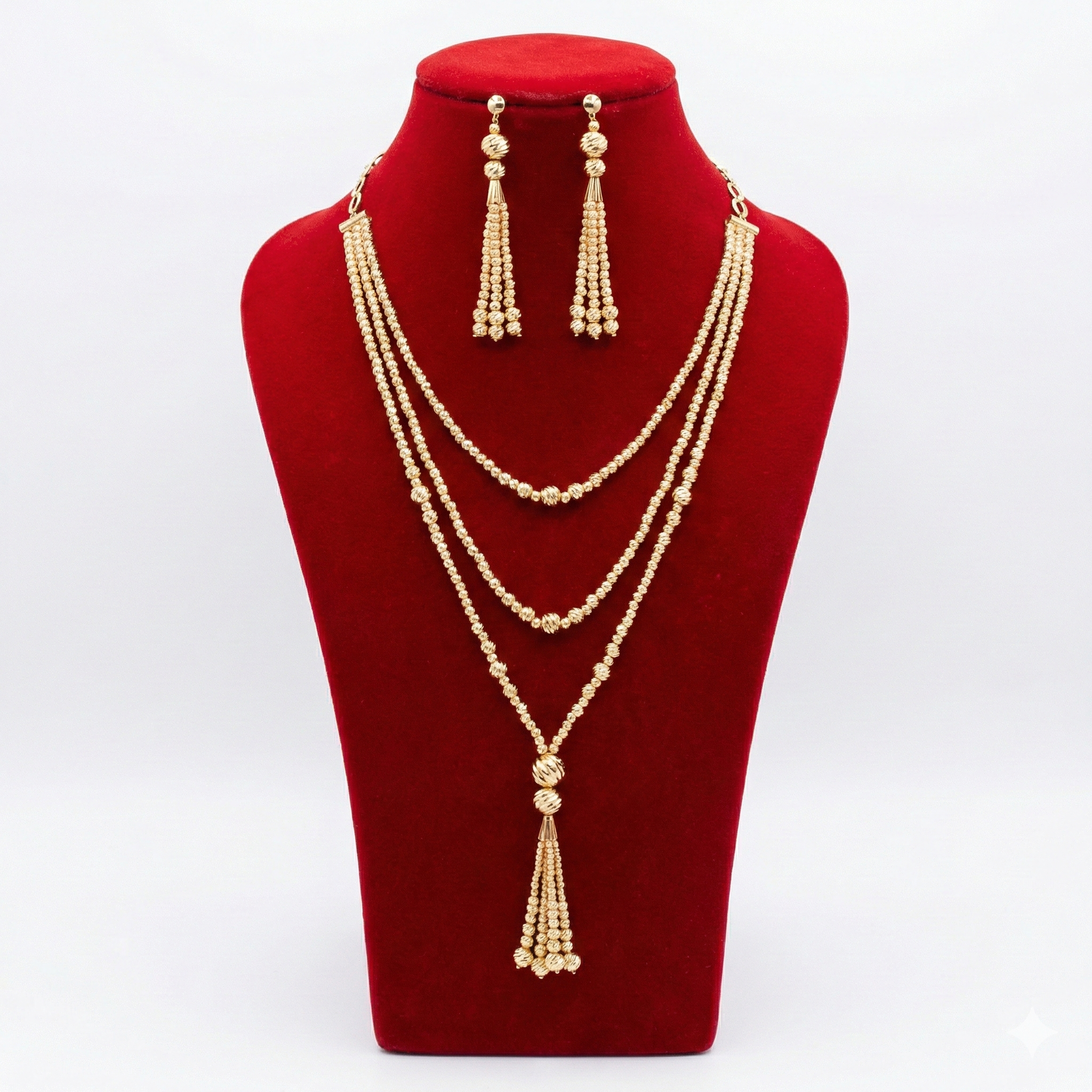 Royal Golden Layered Beaded Tassel 2-Piece Set