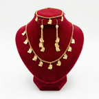 Golden Textured Heart Charm 3-Piece Jewelry Set