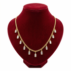 Emerald-Cut Solitaire Crystal Drop Necklace (Gold Curb Chain)
