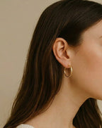 Royal Golden Oval Hoop Earrings