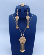 Radiant Sunburst Hexagon Tassel 3-Piece Set (Gold Tone)