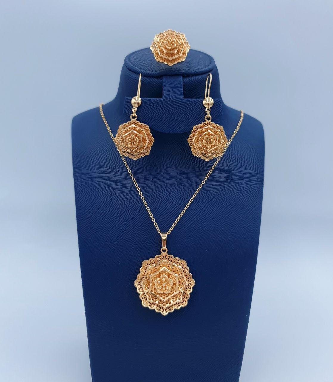 Royal Layered Floral Mandala 3-Piece Set (Gold Tone)