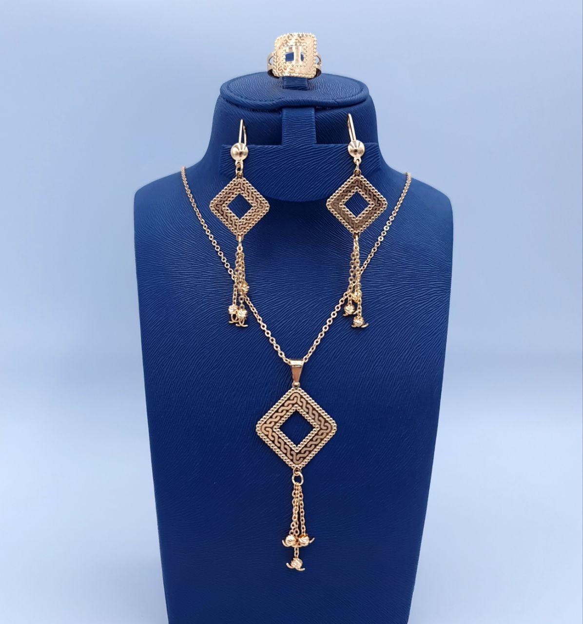 Geometric Open-Rhombus Tassel 3-Piece Set