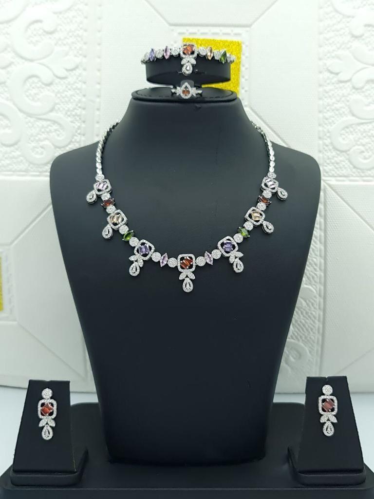 Royal Multicolor Zirconia Geometric & Floral Set