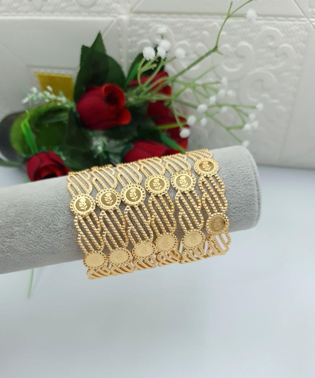 Heritage Rose Multi-Medallion Wide Gold Bangle