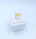 Radiant Sunburst Teardrop Adjustable Ring (Gold Tone)