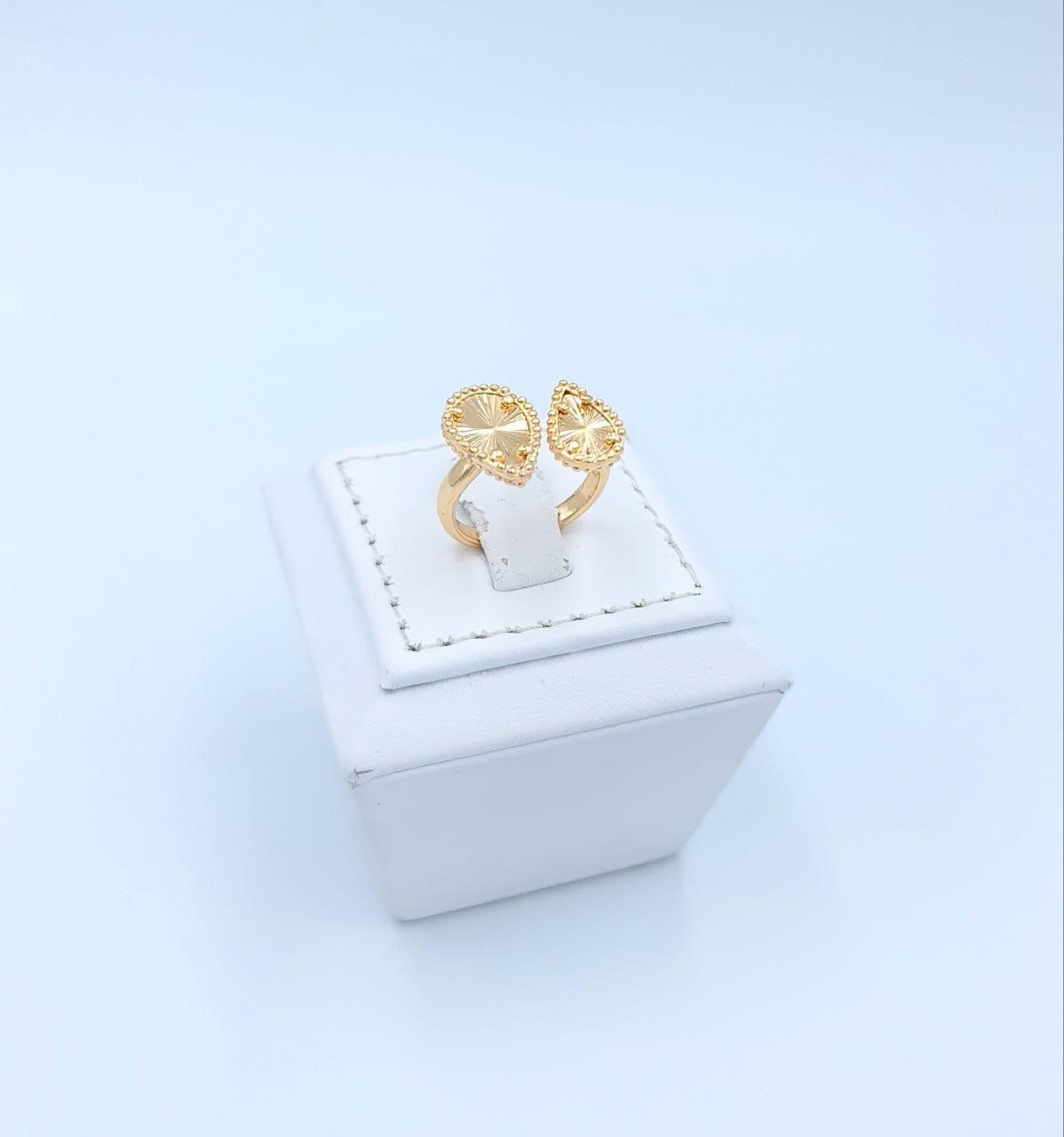 Radiant Sunburst Teardrop Adjustable Ring (Gold Tone)