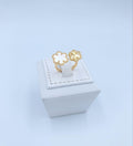 Radiant Sunburst & Mother-of-Pearl Flower Adjustable Ring (Gold Tone)
