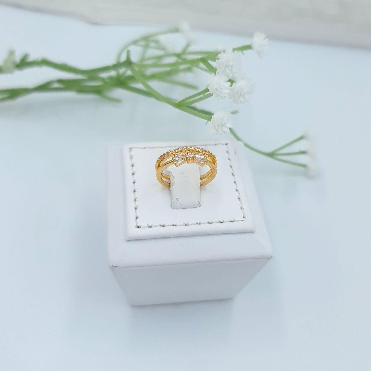 Royal Crystal Bow Double Band Ring (Zircon)