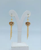 Romantic Heart Tassel Gold Drop Earrings