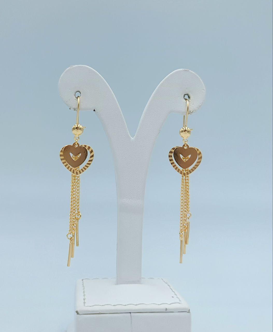 Romantic Heart Tassel Gold Drop Earrings