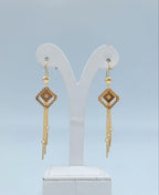 Geometric Diamond Tassel Drop Earrings