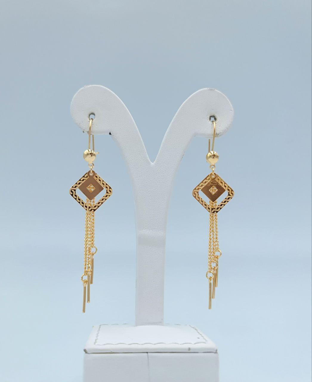 Geometric Diamond Tassel Drop Earrings