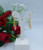 Golden Filigree Leaf Drop Earrings