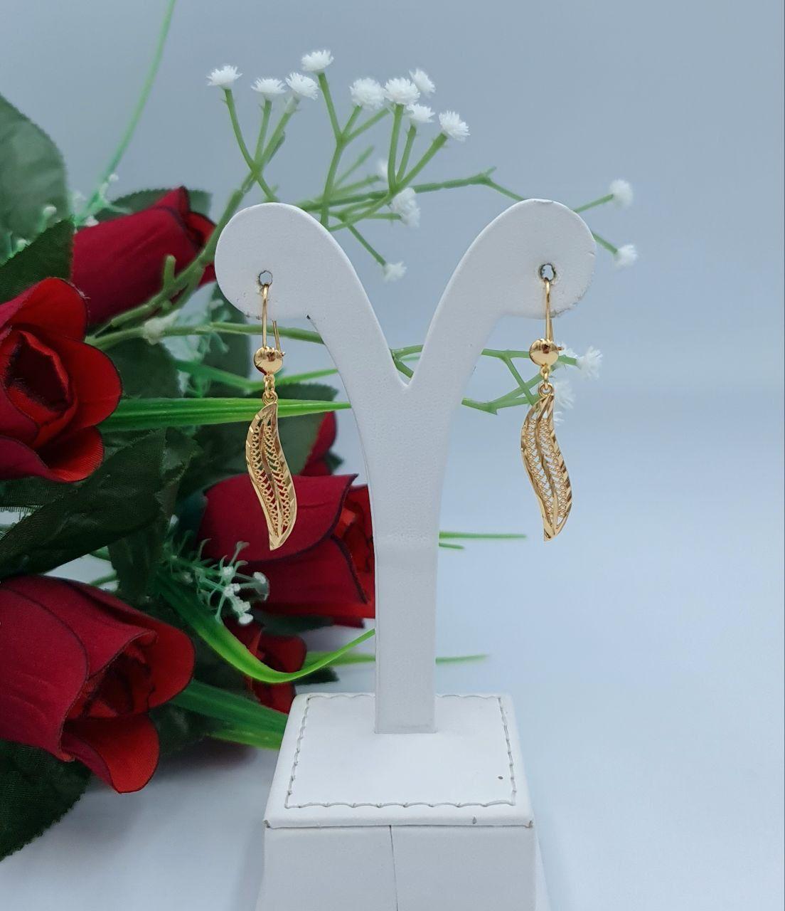 Golden Filigree Leaf Drop Earrings