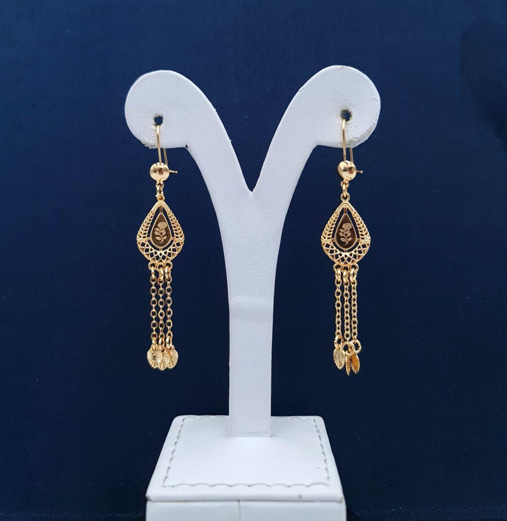 Teardrop Filigree Rose Dangle Earrings