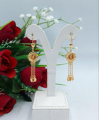 Scalloped Medallion Rose Dangle Earrings